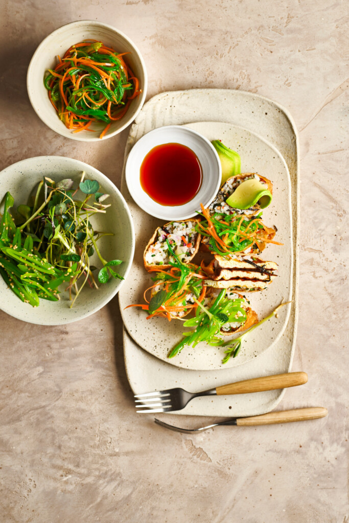 warme tofoebuideltjes met gemberrijst