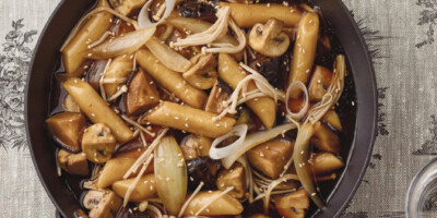 ganjang tteokbokki met paddenstoelen