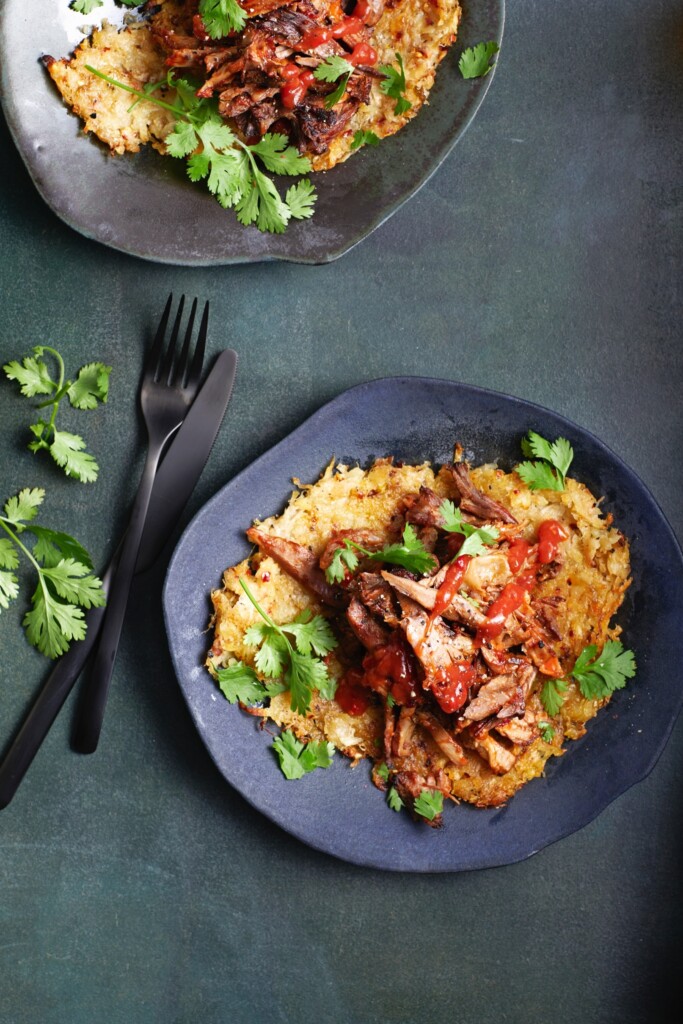 crispy zuurkoolrösti met pulled lam