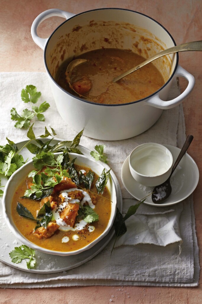 kruidige pompoen-linzensoep