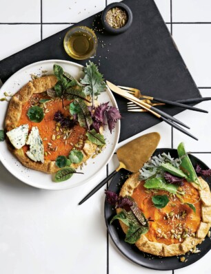 pompoengalettes met blauwe kaas