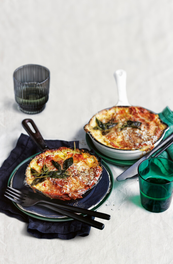 Receptfoto van aardappel-prei gratin met ham
