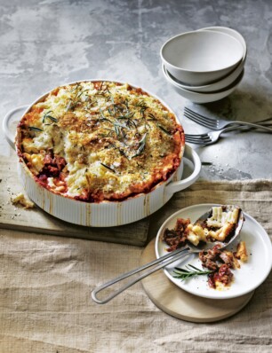 mac ’n cheese met lamsragout en pecorinogratin