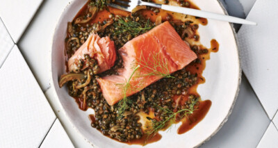 gekonfijte zalm met linzen & venkel