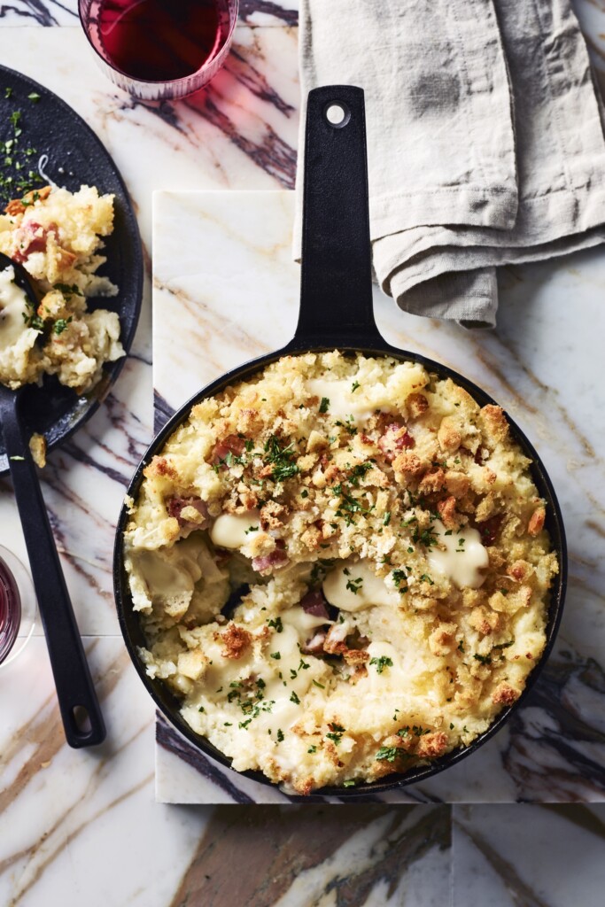 Napolitaanse aardappel-flan (gattò di patate) met pancetta en fontina