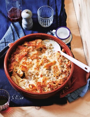 rigatoni met kip & prei