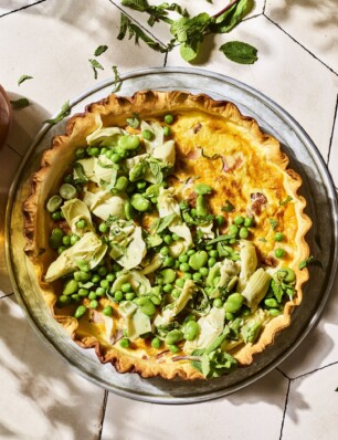 quiche lorraine met groene topping