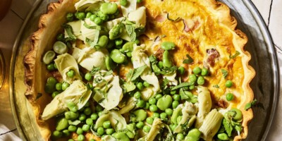 quiche lorraine met groene topping