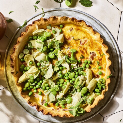 quiche lorraine met groene topping