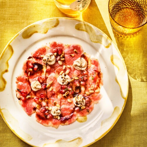 vijgencarpaccio met pijnboompitten