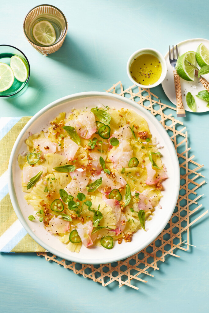 ceviche van witvis met ananas