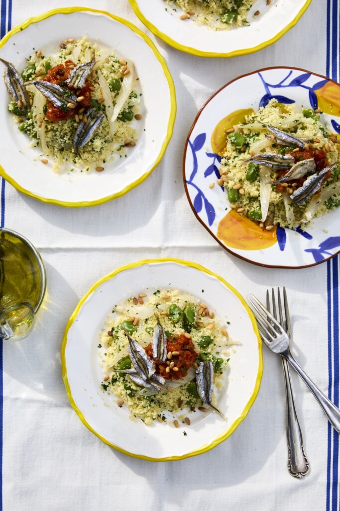 couscous met verse ansjovis & tomatenjam