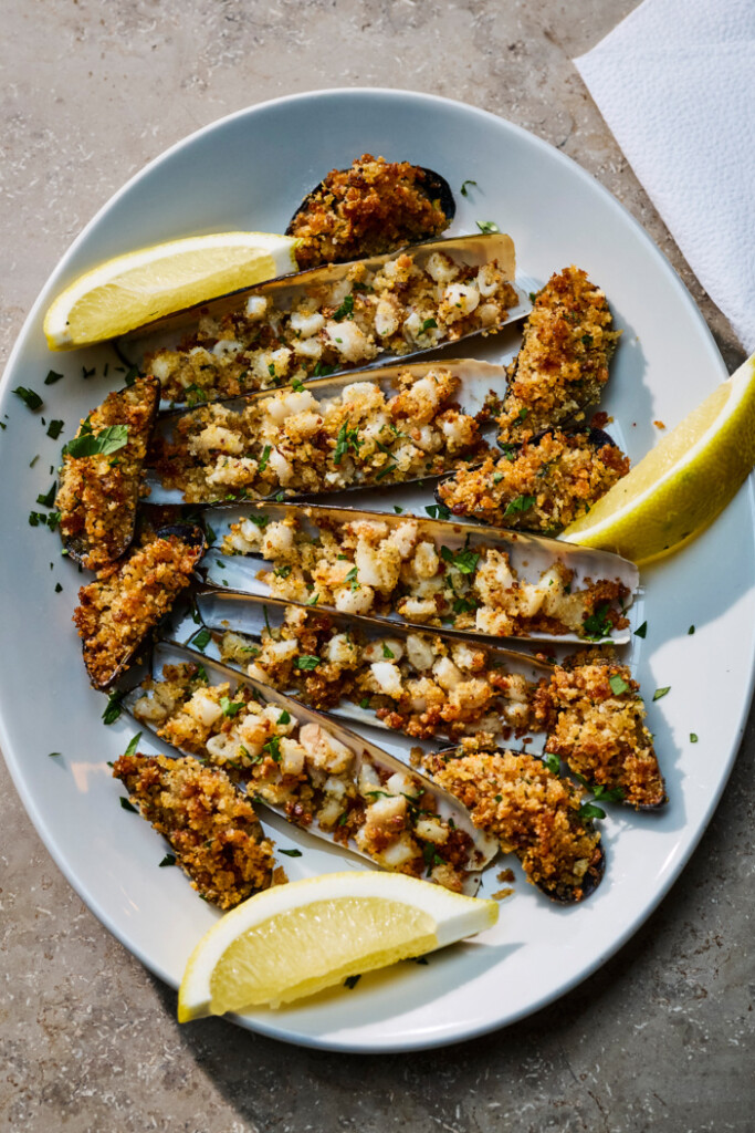 gegratineerde mosselen – cozze gratinate – van Toscanini