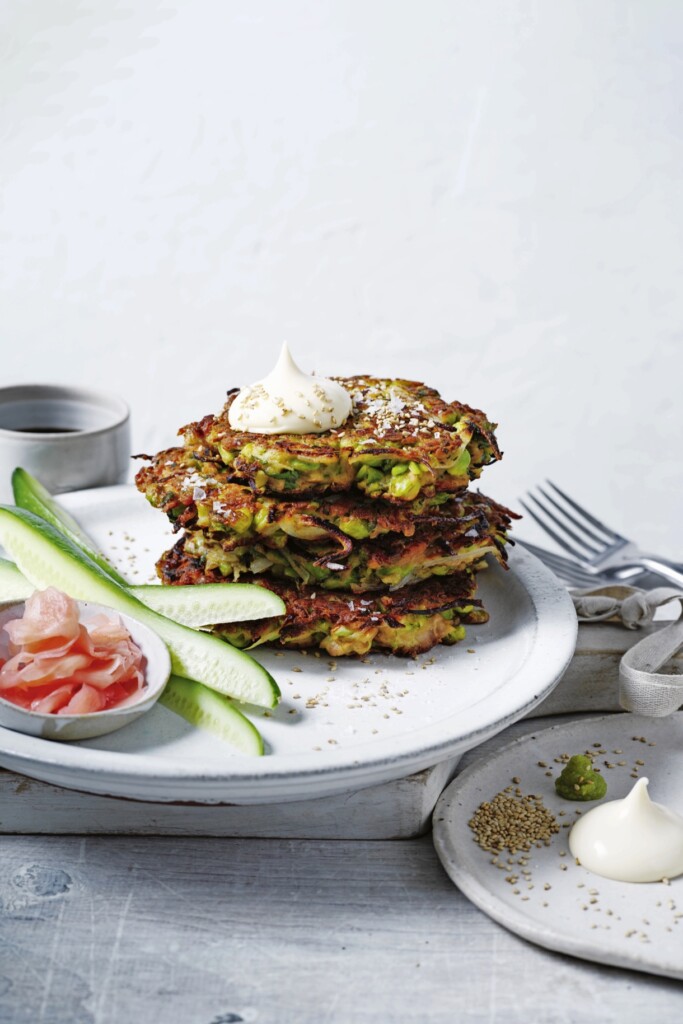 edamame-tonijnfritters met zoetzure gember