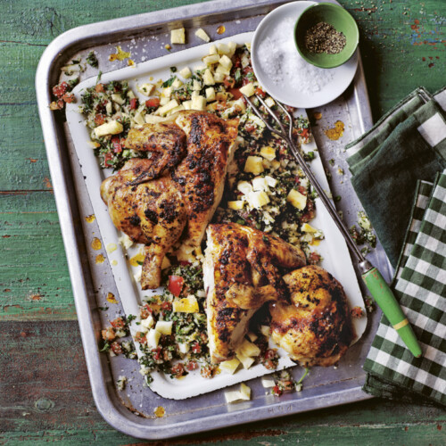 Pikante kip met basilicumvenkeltabouleh