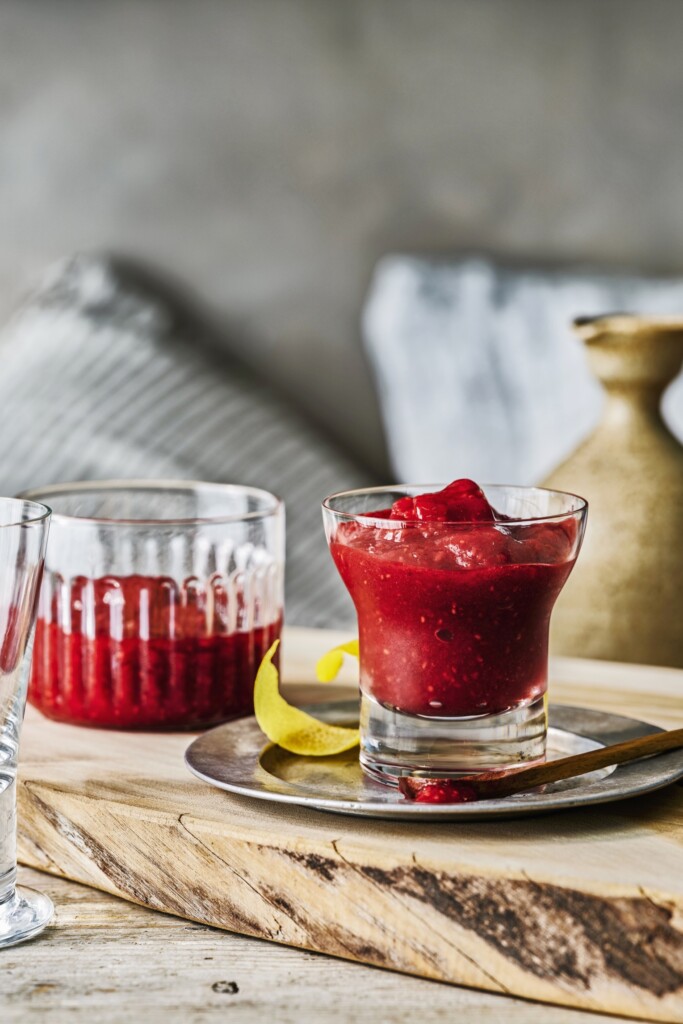 ijskoude frambozen-limoncelloslushie