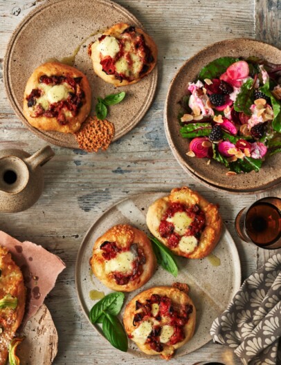 minipizza’s met gebakken aubergine
