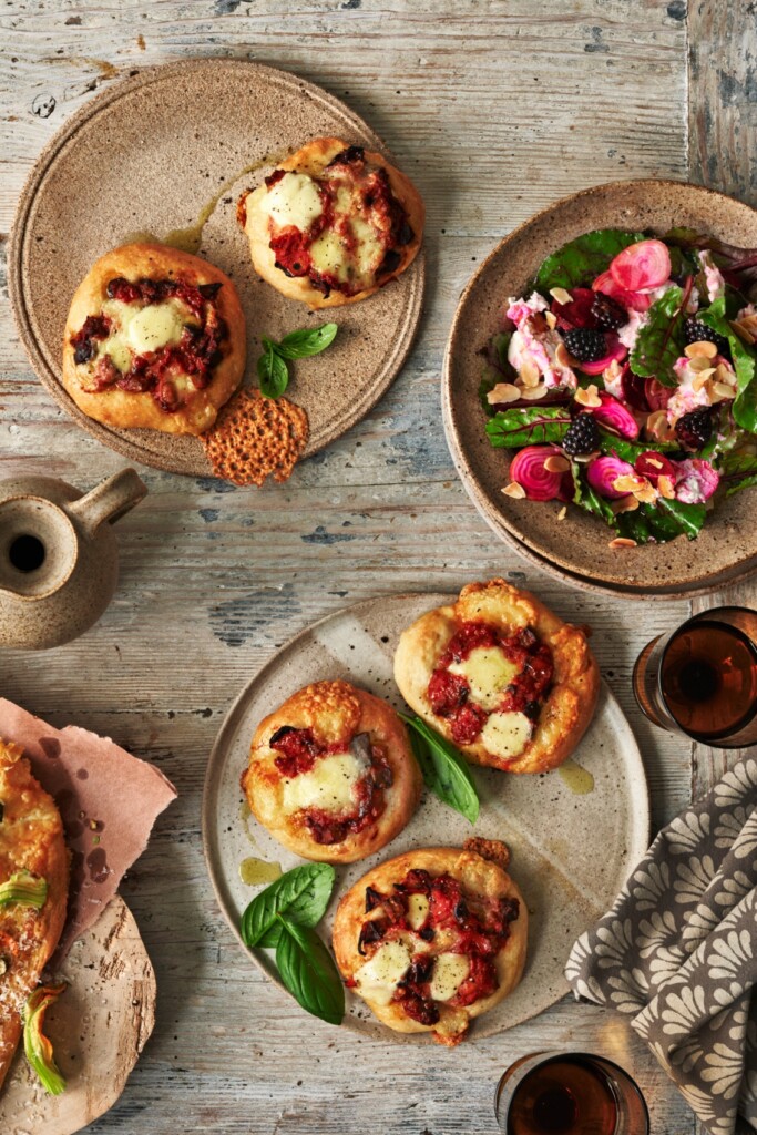 minipizza’s met gebakken aubergine