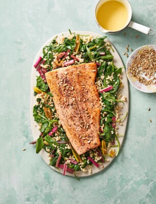 zalmzijde met snijbiet & beurre blanc