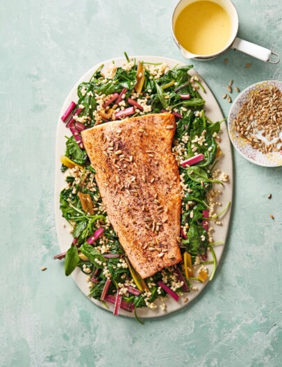 zalmzijde met snijbiet & beurre blanc