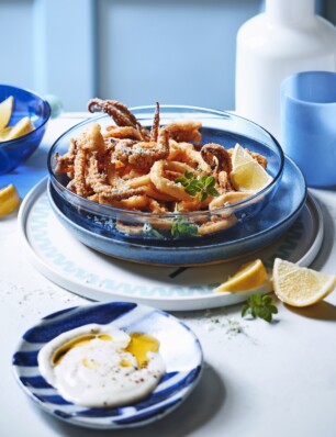 calamari met ouzo-mayo & oreganozout