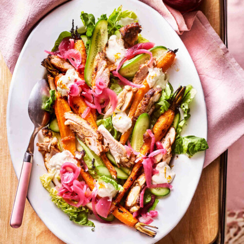 shoarmasalade met geroosterde wortel