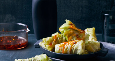 koolrolletjes met gehakt & garnalen